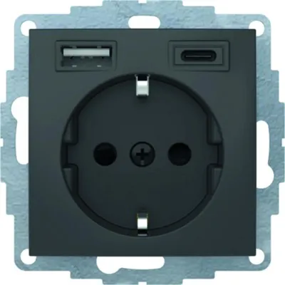Produktbild von Berker B.3 Steckdose SCHUKO + USB A/C, anthrazit matt, 1 Stk.
