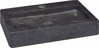 A dark gray rectangular sink with a textured surface is shown against a white background.