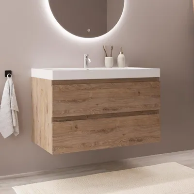 Produktbild von LOMAZOO Badezimmermöbel - Helles Eichenholz - Badmöbel - 80cm