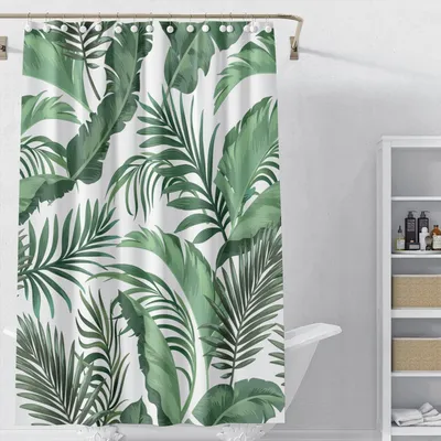 Obrázok produktu pre WONGS BEDDING Sprchový záves 180x180 Protiplesňové listy Rastliny Polyester