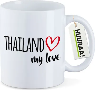 Produktbild von Huuraa Kaffeetasse Thailand my love 330ml Weiß Keramik Kaffeebecher Geschenkidee