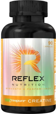 A product shot of a bottle of Reflex Nutrition Creapure Creatine Capsules.