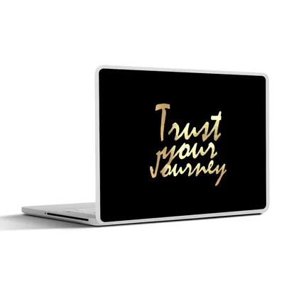 Produktbild von MuchoWow® Laptop Aufkleber Sticker Cover Zitate - Reisen - Schwarz - Gold 32.5x23.5 cm - Sticker für Laptop - Selbstklebend
