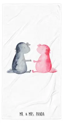 Produktbild von Mr. & Mrs. Panda Reisehandtuch Axolotl Liebe - Weiß - Geschenk, Strandtuch, Lurch, Handtuch, Duschtuch, Großes Badehandtuch, Liebesbeweis, Valentinstag