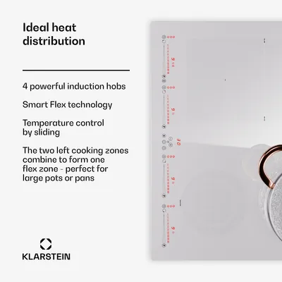 Obrázok produktu pre Klarstein indukčná varná doska so 4 platňami, sklokeramická indukčná varná doska so 4 platňami, indukčná doska 7200 W, 60 cm, sporák s dotykovým ovládaním a ochranou proti prehriatiu, efektívna sklokeramická doska