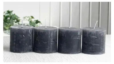 Produktbild von Set: 4x Rustik-Stumpenkerze, 5 x 5 cm Ø, anthrazit-schwarz