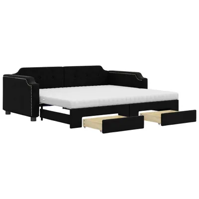 Obrázek produktu pro vidaXL Rozkládací postel se zásuvkami černá 90x200 cm Látka