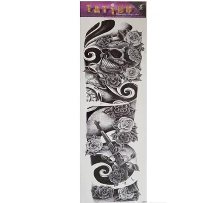 Produktbild von Temporäres Tattoo Totenkopf Rose Tätowierung Design