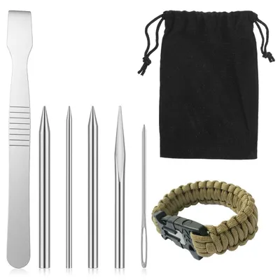 Produktbild von Paracord Nadel Set 6 Stück Edelstahl mit Nähwerkzeug für DIY Lederhandwerk
