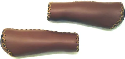 Produktbild von Fahrradgriffe Leder braun lang / lang ergonomisch geformt
