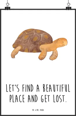 Produktbild von Mr. & Mrs. Panda Bild Schildkröte Marschieren DIN A1 - Weiß - Geschenk, Designposter, Schildkröten, Lieblingsmensch, drucke, Wandbild, Kunstdruck, Neustart, Motivation