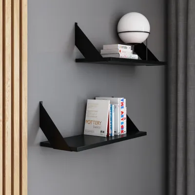 Obrázek produktu pro AKKE Černá závěsná police FLAT moderní LOFT-style DxŠ: 70x20 cm