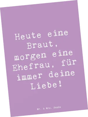 Produktbild von Mr. & Mrs. Panda Postkarte Spruch Braut Liebe - Lavendeltraum - Geschenk, Postkarten, Ansichtskarten, Brautfest, Hochzeitspaar, Ehefrau, bildkarte, Geschenke, Grußkarte