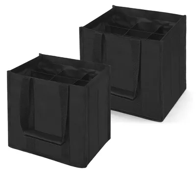 Produktbild von JININOSEU 2 Stück Flaschentasche 9 Flaschen+ 6 Fächer bottlebag schwarz, Flaschenträger Wasserflaschen Auch für 1,5 Liter Flaschen, Wiederverwendbar Männerhandtasche Getränketasche, Schwarz