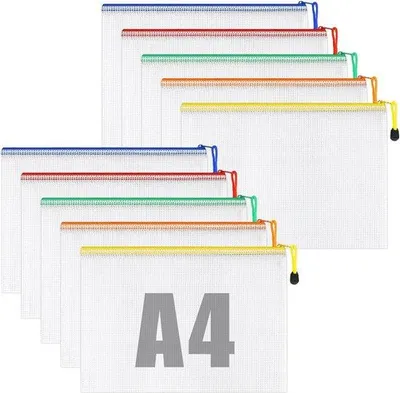 Produktbild von Famanu A4-Dokumententaschen mit Reißverschluss - 20 Stück, 5 Farben