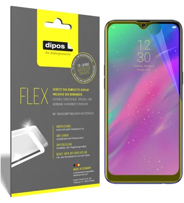 Produktbild von 3x Oppo Realme 3 Schutzfolie Folie, 100% Displayabdeckung, dipos Flex
