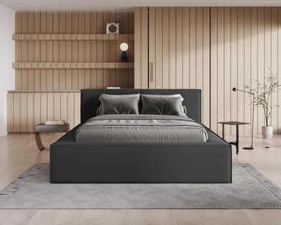 Produktbild von Chilly Polsterbett Lugano Schwarz Bouclé Stoff 140x200cm mit Stauraum - modernes Design