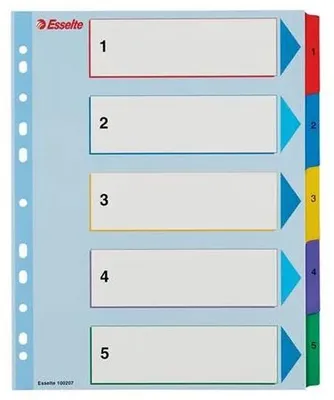 Produktbild von Esselte 100207, Numerischer Registerindex, Karton, Mehrfarbig, Porträt, A4 Maxi, 160 g/m²
