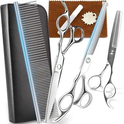 Produktbild von Famanu Scherenset 9-teilig - Vachtpflege für Tiere - Professionelle Trimmwerkzeuge - 21 x 8,5 cm