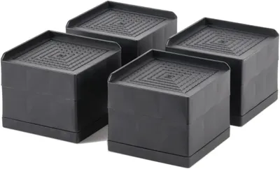 Zdjęcie produktu dla Podwyższenia do mebli, regulowane, 5 cm i 8 cm, zestaw 4 sztuk, kolor czarny, do łóżek i stołów