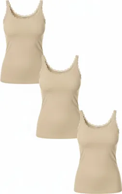 Image de Coton LACE Débardeur femme, lot de 3, beige M Maxte