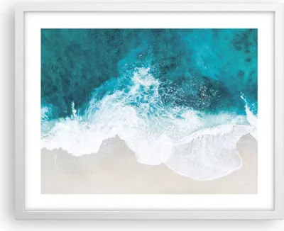 Produktbild von Gerahmtes Poster - Weißer Rahmen - Luftaufnahmen Strand Welle - 50x40 cm - Wand Bild - Wanddeko - Wandbilder - Kunstposter - Wandposter - Bilderrahmen - Bilder - Kunstdruck - P2WAA50x40-4686