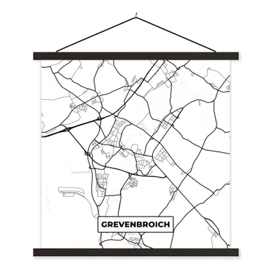 Produktbild von MuchoWow® Textilposter Grevenbroich - Karte - Stadtplan 40x40 cm mit schwarzem Rahmen - Fotos