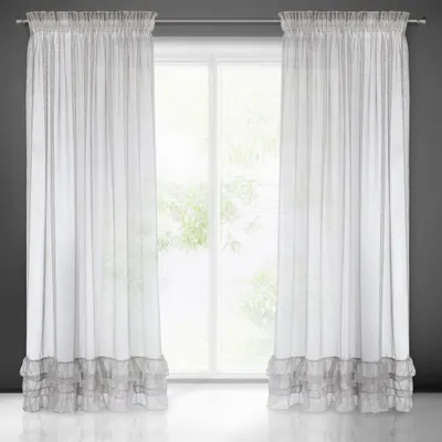 Produktbild von Eurofirany 333867, Durchscheinend, Grau, Einfarbig, Polyester, Aufhängungshaken, 50 g/m²