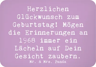Produktbild von Mr. & Mrs. Panda Kühlschrankmagnet Spruch 1968 Geburtstag - Lavendeltraum - Geschenk, Geburtstagsfeier, kostbare Erinnerungen, whiteboardmagnet, Happy Birthday, magnet