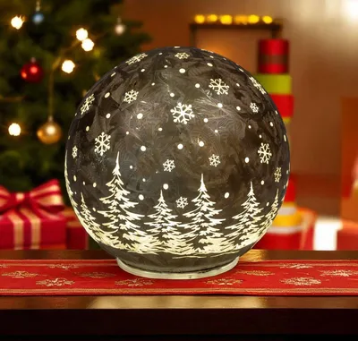 Produktbild von formano LED Deko-Kugel Frosty Braun 15cm Glaskugel Timer 6h/18h Weihnachten Deko
