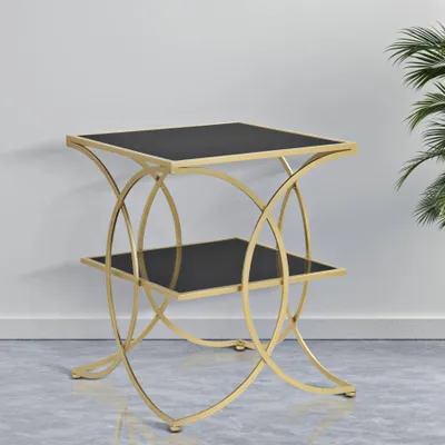 Immagine prodotto di Mauro Ferretti tavolino doppio 45x45x55 cm nero dorato