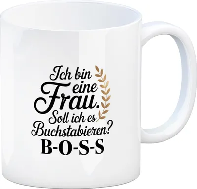 Produktbild von Frau ist der BOSS Kaffeebecher