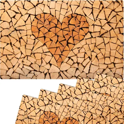 Produktbild von Abwaschbare Tischsets 6er Set Landhaus-Stil Herz Holz-Optik