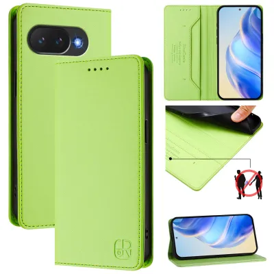 Image de Étui en cuir pour Google Pixel 10A, étui à rabat avec fentes pour cartes, portefeuille et support Vert