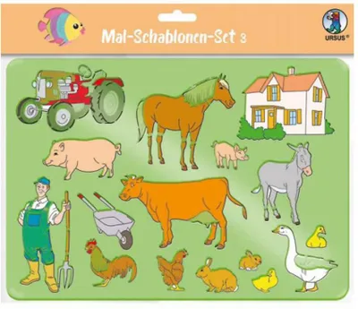 Produktbild von URSUS Mal Schablonen Set 3, Malschablone, Kinder, Mehrfarbig, Junge/Mädchen, 1 Stück(e), Nicht für Kinder unter 36 Monaten geeignet