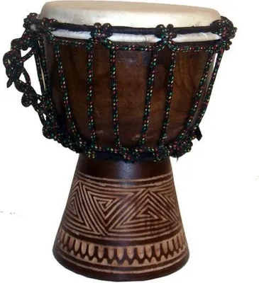 Produktbild von Djembe Trommel aus Teakholz mit Ziegenfell, handgefertigt, 20–40 cm, Grösse:ca. 20 cm