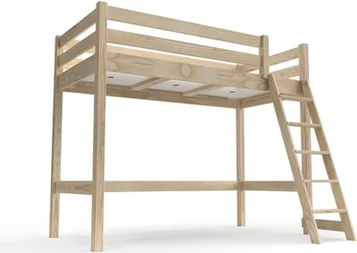 Produktbild von Kinderhochbett 90x200 ABC Holz mit Schrägleiter - Roh (ohne Lack)
