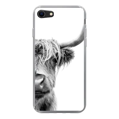 Produktbild von MuchoWow® Handyhülle Schutzhülle Hülle für iPhone SE 2022 Schottischer Highlander - Tiere - Schwarz - Weiß Silikon Softcase Handy Hülle - Schutzhülle