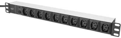 Produktbild von Digitus 10-Outlet Strip, 250 V, 50/60 Hz, 10 A, 2 m, Schwarz, IEC C13