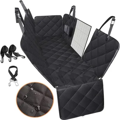 Produktbild von Hunde Autoschondecke, Hundedecke Rückbank Auto, Kofferraumauskleidung, wasserdicht mit Seitenschutz, 147 x 137 schwarz