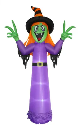 Immagine prodotto di Strega gonfiabile, taglia XXL, ideale per Halloween, altezza 360 cm, autogonfiabile con pompa integrata e illuminazione LED, impermeabile, adatta sia per interni che per esterni