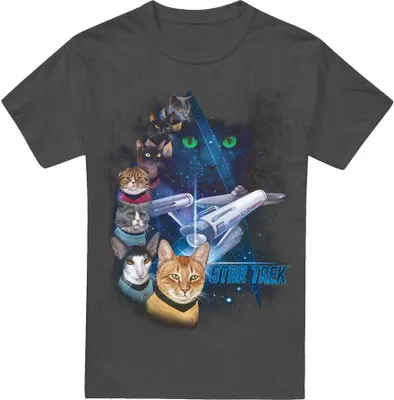 Produktbild von Star Trek - "Feline Galaxy" T-Shirt für Herren/Damen Uni TV18027 (XL) (Holzkohle)