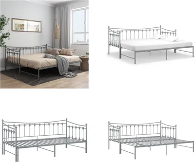Produktbild von vidaXL Ausziehsofa Bettgestell Grau Metall 90x200 cm - Schlafsofa-Gestell - Schlafsofas-Gestelle - Schlafsofa-Rahmen - Sofa Mit Ausziehbett