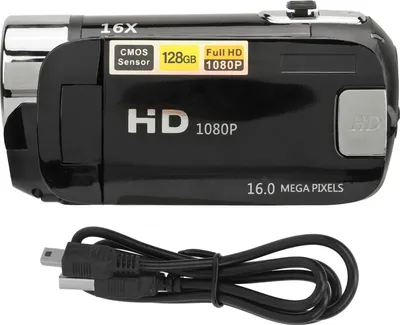 Immagine prodotto di D90 1080p 16 MP Videocamera digitale da 2,4 pollici ruotabile Zoom 16x Videoregistratore HD con luce di riempimento Nero
