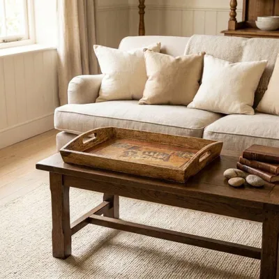 Produktbild von Tablett mit Wolfmotiv, Groß, Serviertablett Landhausstil, Frühstückstablett