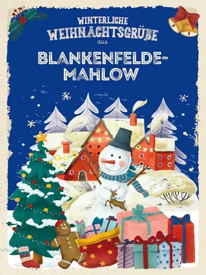 Produktbild von vianmo Holzschild 40x30 cm Weihnachtsgrüße BLANKENFELDE-MAHLOW