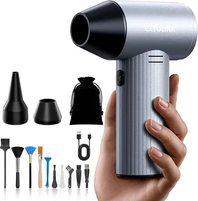 Produktbild von Elektrische Staubgebläse 330,000 U/min Druckluftspray mit 3-Speed TurboJet Mode, 7500mAh Akku & PC Cleaning Druckluft Kit, Compressed Air Duster für Desktop, PC, Tastatur, Laptop, Car