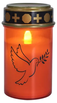 Produktbild von TrendLine LED-Grablicht mit Taubensymbol & Timer Ø 7 x 12 cm warmweiß rot