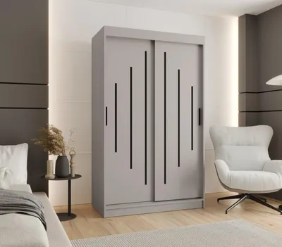 Produktbild von Kleiderschrank CASANDRA, 120 cm, mit Schiebetüren – Kaschmir/Schwarz