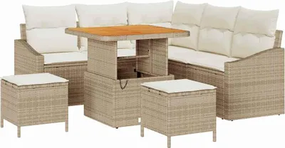 Produktbild von vidaXL Gartensofa-set 8 stk. Beige Poly-Rattan